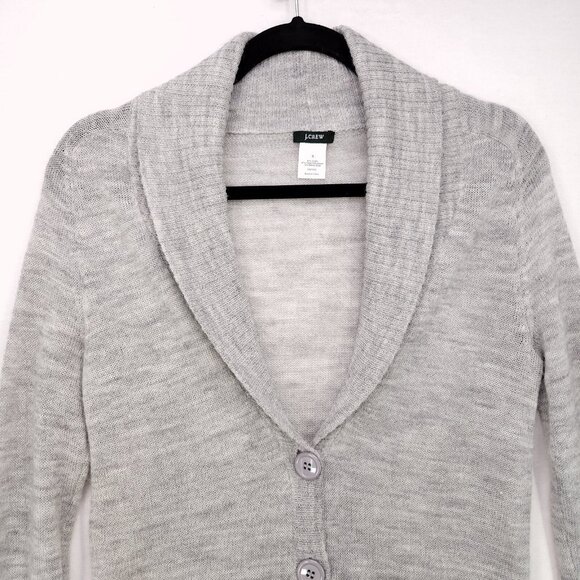 J Crew Fine Alpaca Merino Wool Cardigan Sweater Small Gray Button Up Pockets - Picture 3 of 10